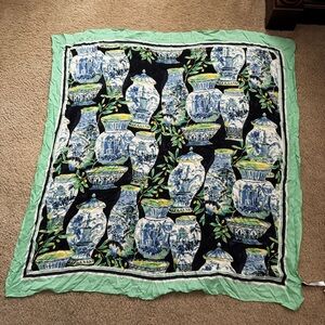 Talbots Green and Blue Vase Print Scarf